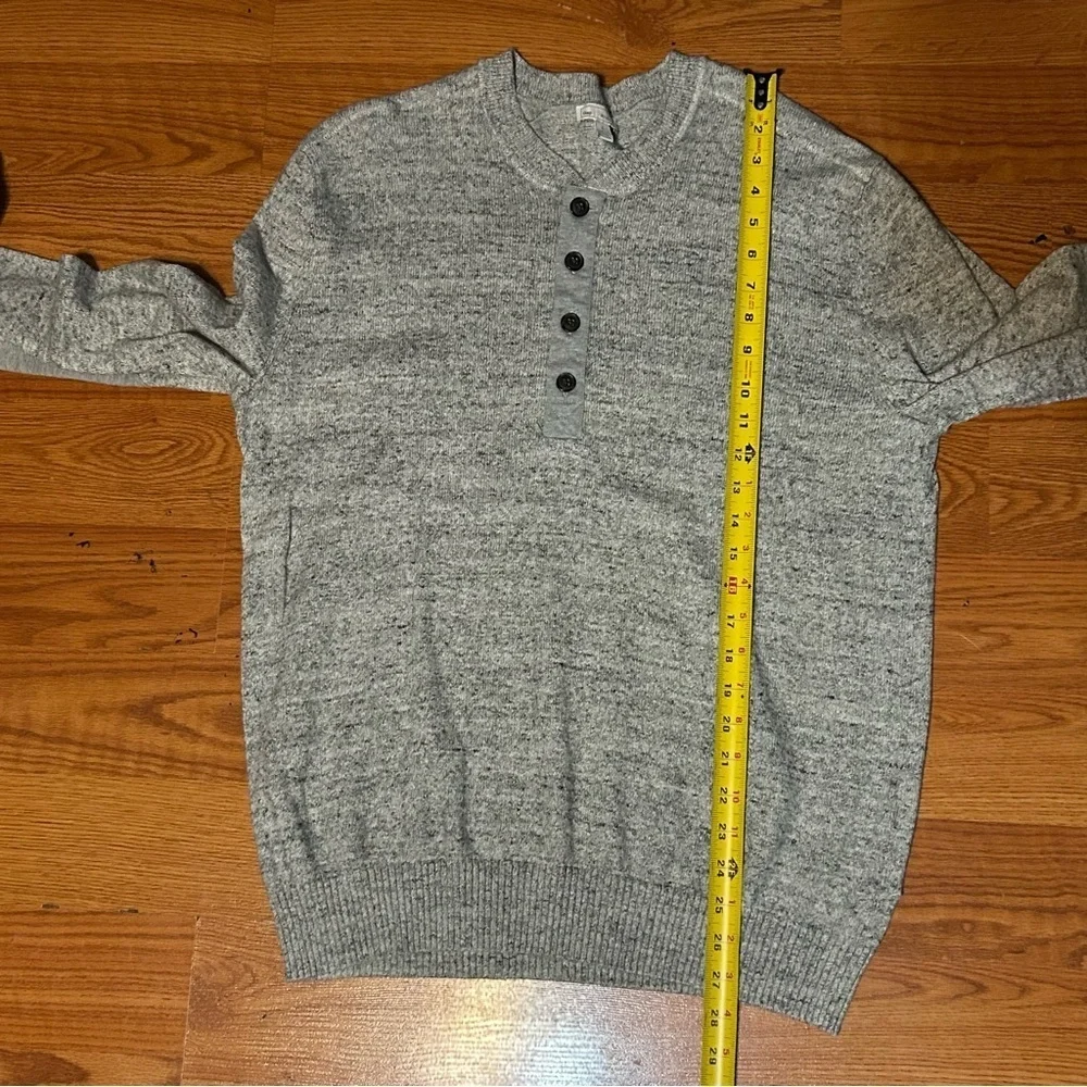 Gap Gray Cotton Elbow Patches Preppy Classic Thick Henley Sweater Marled Size L